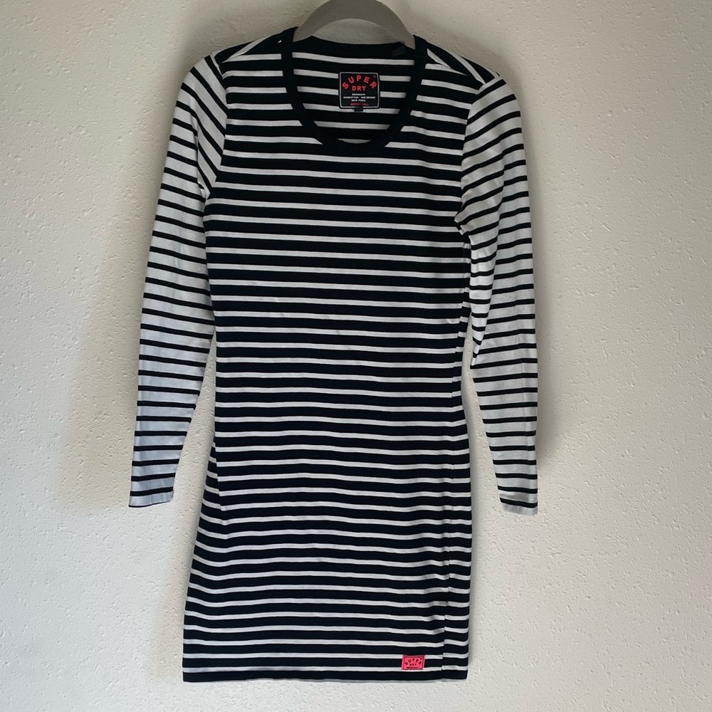 Superdry Long sleeve Women’s Striped Bodycon Sheath Mini Dress Size S